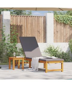 vidaXL Leżak słoneczny  z jasnoszarymi poduszkami z litego drewna akacjowego Шезлонги и пляжные стулья