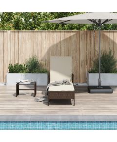vidaXL Leżak  Brązowo-kremowy Rattan PE 157 x 55 x 92 cm Składany Шезлонги и пляжные стулья
