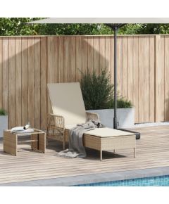 vidaXL Leżak Słoneczny Beżowy i kremowy Rattan PE 157 x 55 x 92 cm Шезлонги и пляжные стулья