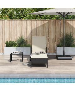 vidaXL Leżak Czarny i kremowy PE Rattan 157 x 55 x 92 cm Шезлонги и пляжные стулья