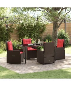 vidaXL Zestaw 5-częściowy do jadalni ogrodowej Brown Poly Rattan Dārza mēbeļu komplekti