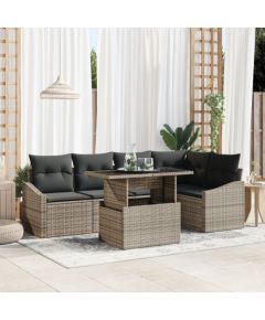 vidaXL Zestaw 6-częściowy sof ogrodowych z poduszkami szary rattan Dārza mēbeļu komplekti