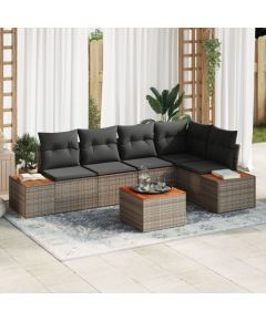 vidaXL 6-częściowy zestaw sofy ogrodowej z poduszkami szary polirattan akacjowy Dārza mēbeļu komplekti