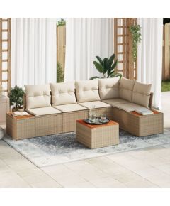 vidaXL Zestaw Sofy Ogrodowej  6 Części z Poduszkami Beżowy Rattan Akacja Dārza mēbeļu komplekti