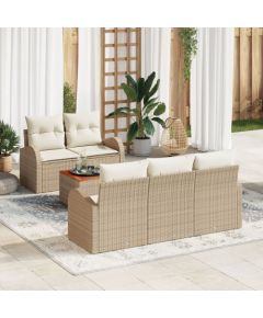 vidaXL 6-częściowy zestaw sofy ogrodowej z poduszkami Beżowy Rattan Acacia Dārza mēbeļu komplekti