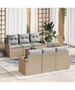 vidaXL Beżowy 7-elementowy Zestaw Sof Ogrodowych z Poduszkami z Polirattanu Dārza mēbeļu komplekti