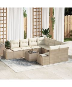 vidaXL Zestaw Sof Ogrodowych Zestaw 9 Beżowy i Kremowy Polirattan Dārza mēbeļu komplekti