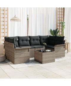 vidaXL Zestaw sofy ogrodowej  7-częściowy z poduszkami Szary Polirattan Dārza mēbeļu komplekti