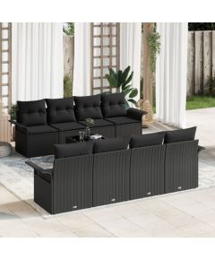 vidaXL 9-częściowy zestaw sof ogrodowych z poduszkami czarny polirattan Dārza mēbeļu komplekti
