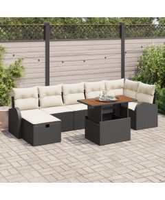 vidaXL Zestaw Sof Ogrodowych  8 Elementów z Poduszkami Czarny Rattan Żywiczny Dārza mēbeļu komplekti