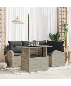 vidaXL Zestaw sofy ogrodowej  5-częściowy z jasnoszarymi poduszkami Dārza mēbeļu komplekti