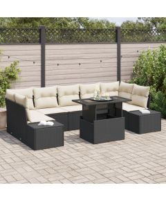 vidaXL 8-częściowy zestaw sofy ogrodowej  z poduszkami czarnymi z poli ratanu Dārza mēbeļu komplekti