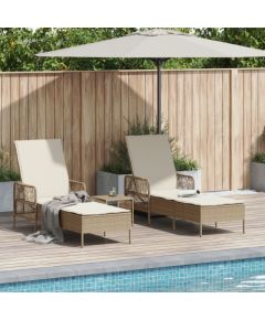 vidaXL Zestaw leżaków  3 szt. Beżowy i kremowy Rattan PE, metal Trwały Шезлонги и пляжные стулья