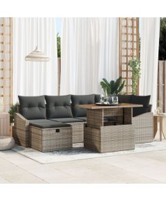 vidaXL Zestaw sof ogrodowych  7-częściowy z poduszkami Szary Polirattan Dārza mēbeļu komplekti