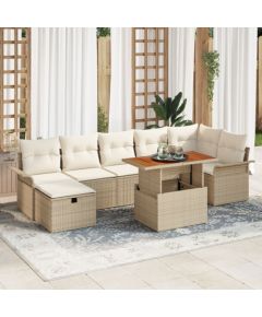 vidaXL Zestaw 8 sof ogrodowych z poduszkami Beżowy Polirattan Dārza mēbeļu komplekti