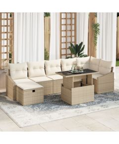 vidaXL 8-częściowy zestaw sof ogrodowych z poduszkami beżowy rattan PE Dārza mēbeļu komplekti