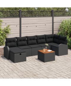 vidaXL 8-częściowy zestaw sofy ogrodowej z poduszkami czarny polirattan Dārza mēbeļu komplekti
