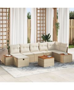 vidaXL Zestaw kanap  8 elementów z poduszkami Beżowy Polirattan Dārza mēbeļu komplekti