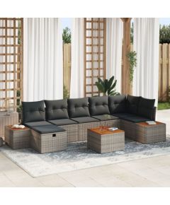 vidaXL Zestaw 8-elementowy sofy ogrodowej z poduszkami Szary Polirattan Dārza mēbeļu komplekti