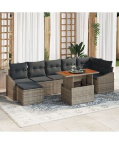 vidaXL Zestaw 8-elementowy sofa ogrodowa  z poduszkami Szary Polirattan Dārza mēbeļu komplekti