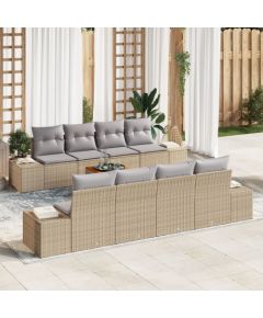 vidaXL 7-częściowy zestaw sofy ogrodowej z poduszkami beżowy polirattan akacja Dārza mēbeļu komplekti