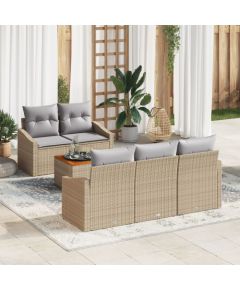 vidaXL Zestaw Sof 6 Sztuk z Poduszkami Beżowy Rattan Akacja Dārza mēbeļu komplekti