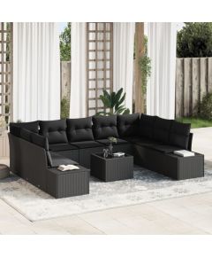 vidaXL 10-częściowy zestaw sof ogrodowych z poduszkami beżowy polirattan Dārza mēbeļu komplekti