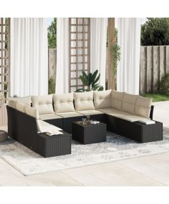 vidaXL Zestaw 9 elementów sof ogrodowych  z poduszkami brązowy polirattan Dārza mēbeļu komplekti