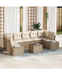 vidaXL 8-częściowy zestaw sof ogrodowych z poduszkami beżowym polirattanem Dārza mēbeļu komplekti