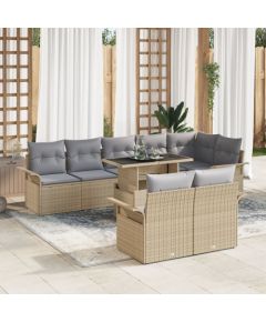 vidaXL 9-Częściowy Zestaw Sof Ogrodowych z Poduszkami Beżowy Polirattan Dārza mēbeļu komplekti