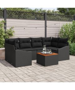 vidaXL Zestaw7-częściowy sof ogrodowych z poduszkami czarny polirattan akacja Dārza mēbeļu komplekti