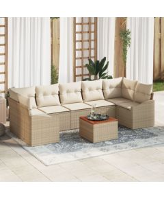 vidaXL 8-częściowy zestaw sof ogrodowych z poduszkami beżowy rattan akacjowy Dārza mēbeļu komplekti