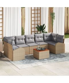 vidaXL Zestaw sof ogrodowych  z 8 elementami i poduszkami Beżowy Polirattan Akacja Dārza mēbeļu komplekti