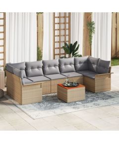 vidaXL Zestaw Sof Ogrodowych 8 Części z Poduszkami Beżowy Polirattan Akacja Dārza mēbeļu komplekti