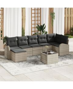 vidaXL Zestaw 8 kawałków sofy ogrodowej z poduszkami szary wykończony polirattanem Dārza mēbeļu komplekti