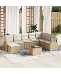 vidaXL Zestaw sof ogrodowych  Zestaw 9 Beżowy Rattan Dārza mēbeļu komplekti
