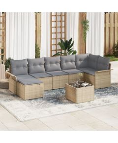 vidaXL Zestaw 8-osobowy sof ogrodowych z poduszkami w czarnym polirattanowym wydaniu Dārza mēbeļu komplekti