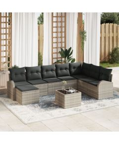 vidaXL Zestaw sof ogrodowych  Zestaw 9 Beżowy i czarny Rattan Nowoczesny Dārza mēbeļu komplekti