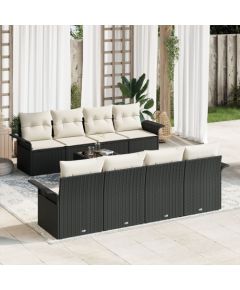 vidaXL Zestaw 9-częściowy sofy ogrodowej z poduszkami z czarnego polirattanu Dārza mēbeļu komplekti