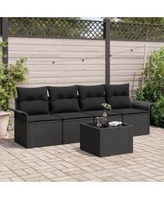 vidaXL 5 Częściowy Zestaw Sof Ogrodowych z Poduszkami Czarny Polirattan Dārza mēbeļu komplekti