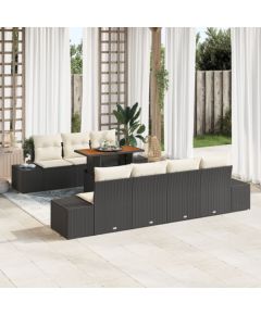 Vidaxl 8-częściowy zestaw sofy ogrodowej z poduszkami Czarny Rattan Dārza mēbeļu komplekti