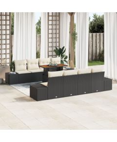 vidaXL Zestaw sof ogrodowych  7 części z poduszkami czarny technorattan Dārza mēbeļu komplekti