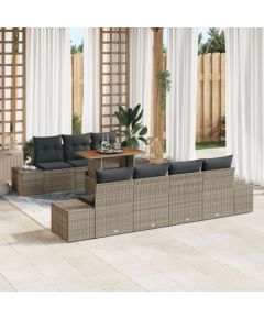 vidaXL Zestaw sof ogrodowych  8-częściowy z poduszkami w szarym poli rattan Dārza mēbeļu komplekti