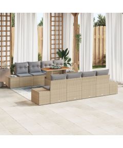 vidaXL Zestaw sof ogrodowych 7 elementów z poduszkami Beżowy Poli Rattan Dārza mēbeļu komplekti