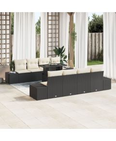 vidaXL 9-elementowy zestaw kanapowy do ogrodu z poduszkami Czarny Polirattan Dārza mēbeļu komplekti