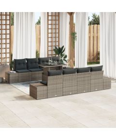 vidaXL 9-częściowy zestaw sof ogrodowych z poduszkami, szary rattan Dārza mēbeļu komplekti