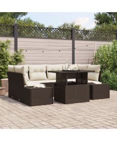 vidaXL 7-osobowy zestaw kanapowy z poduszkami brązowy polirattan Dārza mēbeļu komplekti