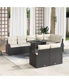 vidaXL 9-częściowy zestaw sof ogrodowych z poduszkami Czarny Polirattan Dārza mēbeļu komplekti