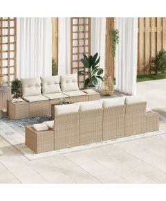 vidaXL 8-osobowy zestaw sof ogrodowych z poduszkami Beżowy Polirattan Akacja Dārza mēbeļu komplekti