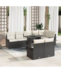 vidaXL Zestaw 9-częściowy sof ogrodowych z poduszkami Czarny Polirattan Dārza mēbeļu komplekti